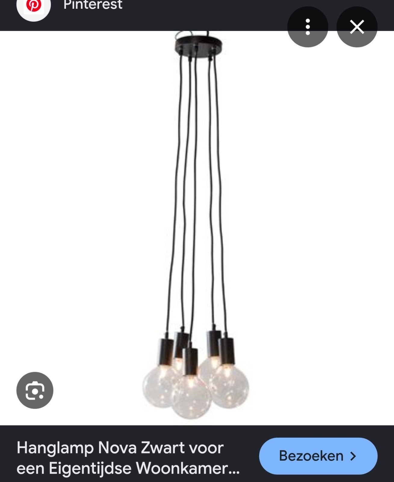 Hanglamp Nova - Zwart met 5 glazen bollen, Huis en Inrichting, Modern, Eigentijds, Gebruikt, Glas, E27 (groot)