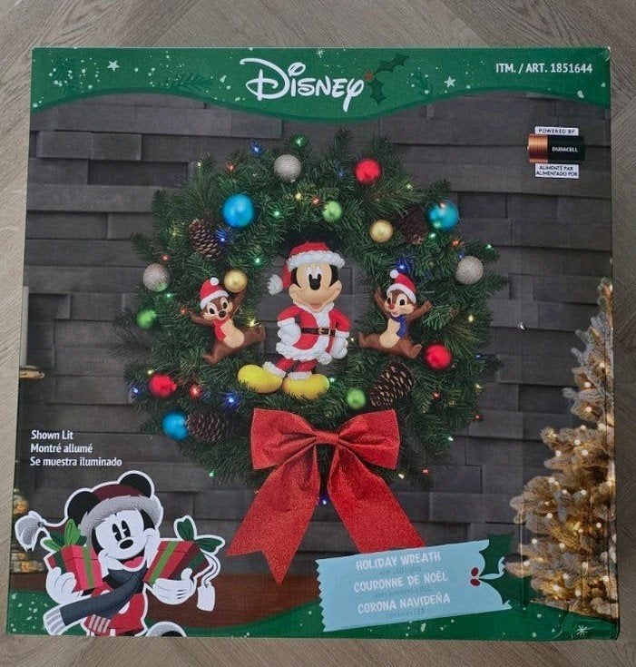 Prachtige Disney kerstkrans met LED-verlichting – Mickey & F, Ophalen, Nieuw