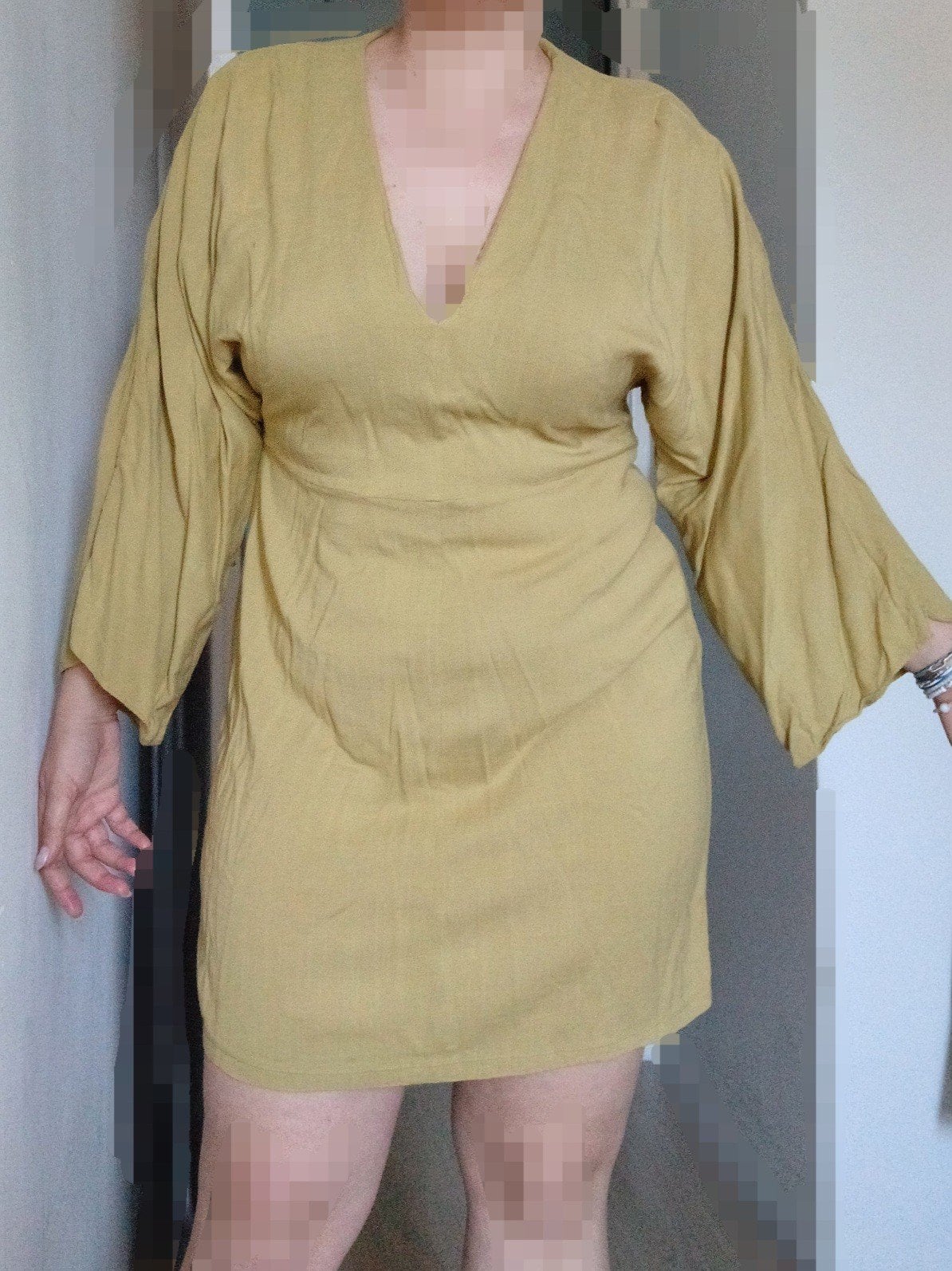 H&M appelgroen limoengroen viscose jurk M kimono mouw zgan, Kleding | Dames, Maat 38/40 (M), H&M, Verzenden, Zo goed als nieuw