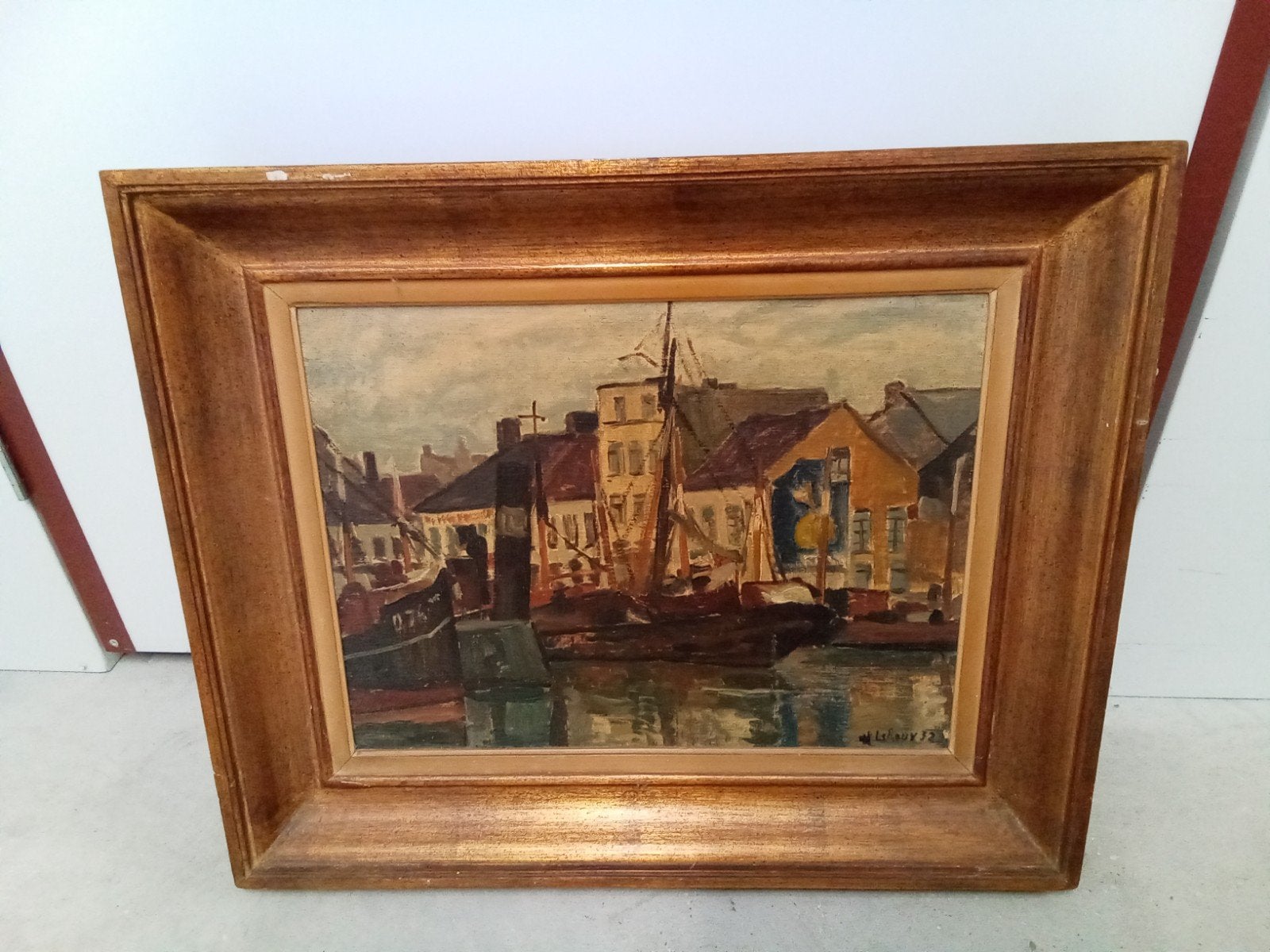 Havenzicht olieverfschilderij, stijl Alphonse VanBeurden Jr, Antiek en Kunst, Kunst | Schilderijen | Klassiek, Ophalen