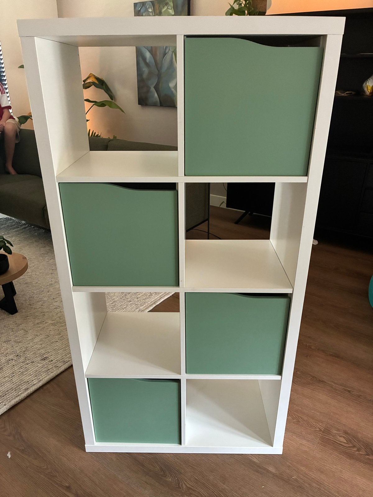 IKEA Kallax Kast met Lades - Wit/Groen, Ophalen, Gebruikt, 50 tot 100 cm, Met lade(s)