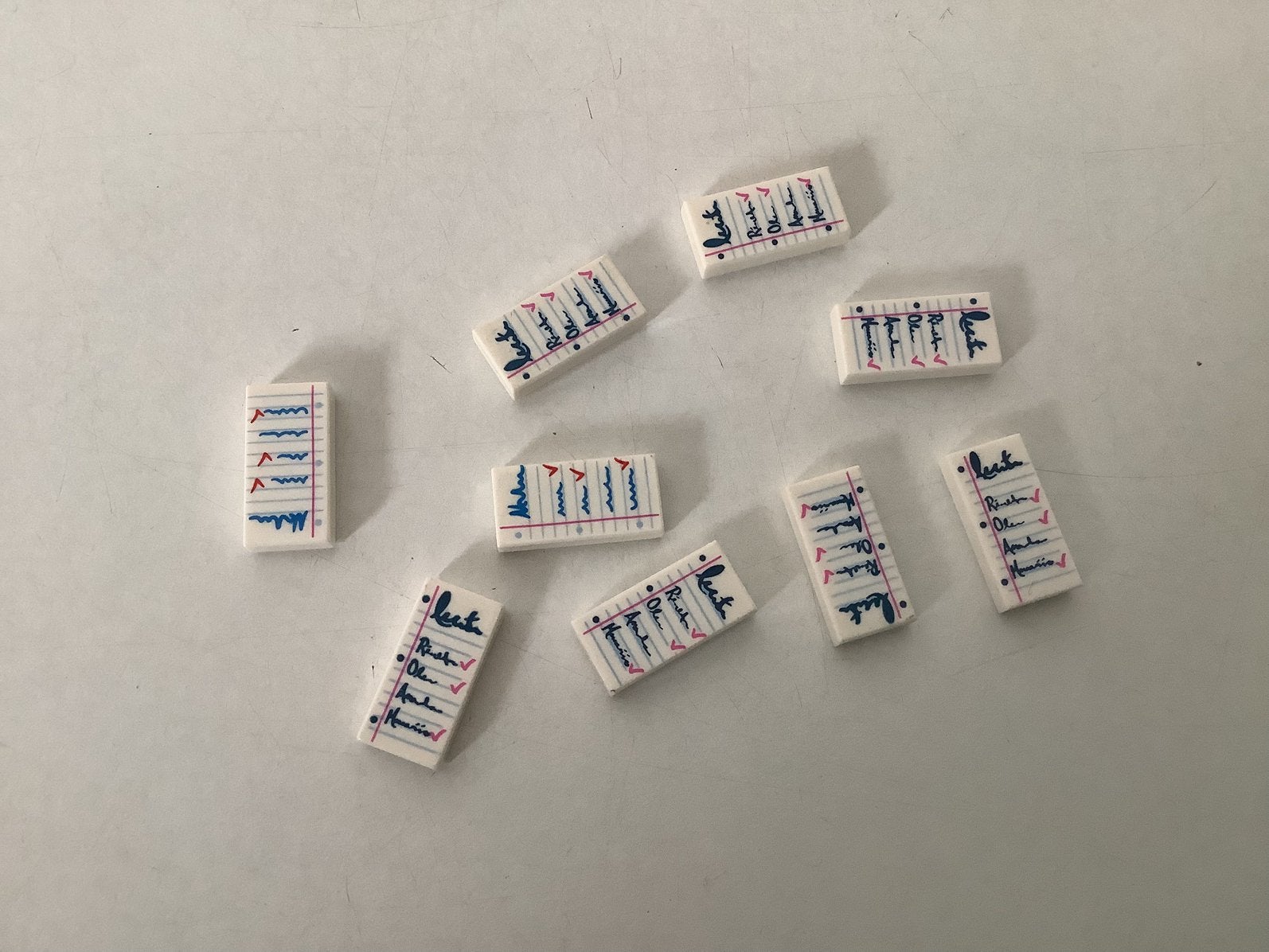 Lego tegel 1x2 wit notitieblok me rode vinkjes patroon, Ophalen of Verzenden, Gebruikt, Losse stenen, Lego