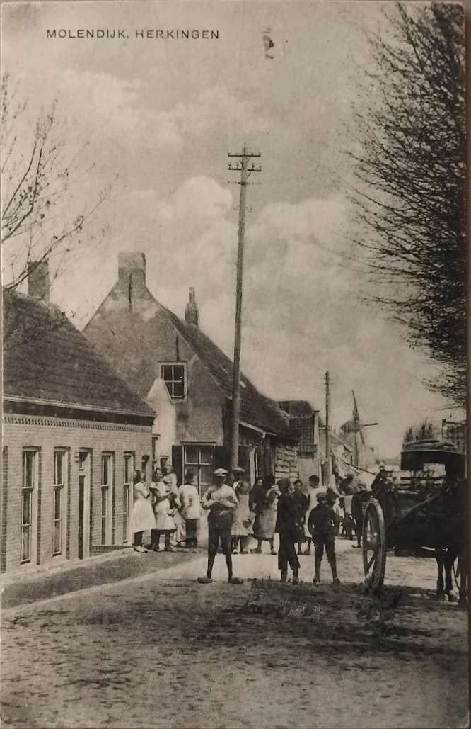 Molendijk Herkingen (Zuid-Holland) - Gelopen 1921, Ophalen of Verzenden, Voor 1920, Gelopen, Zuid-Holland