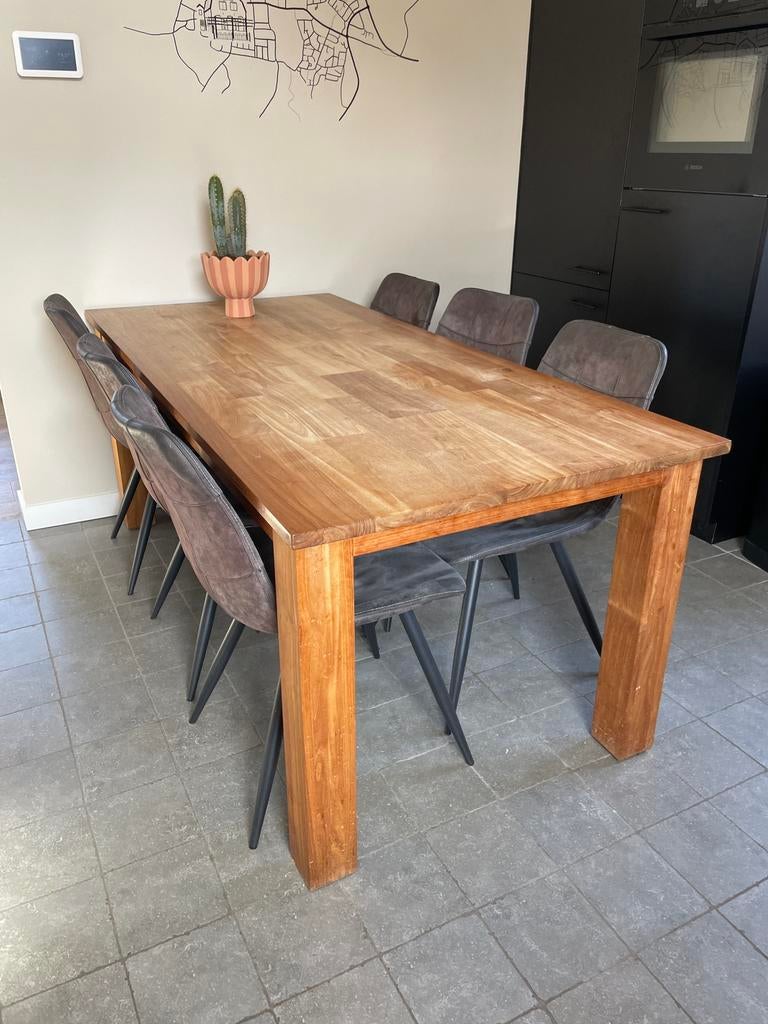 Teakhouten eetkamertafel, Huis en Inrichting, Tafels | Eettafels, Ophalen, Gebruikt, Teakhout, 50 tot 100 cm