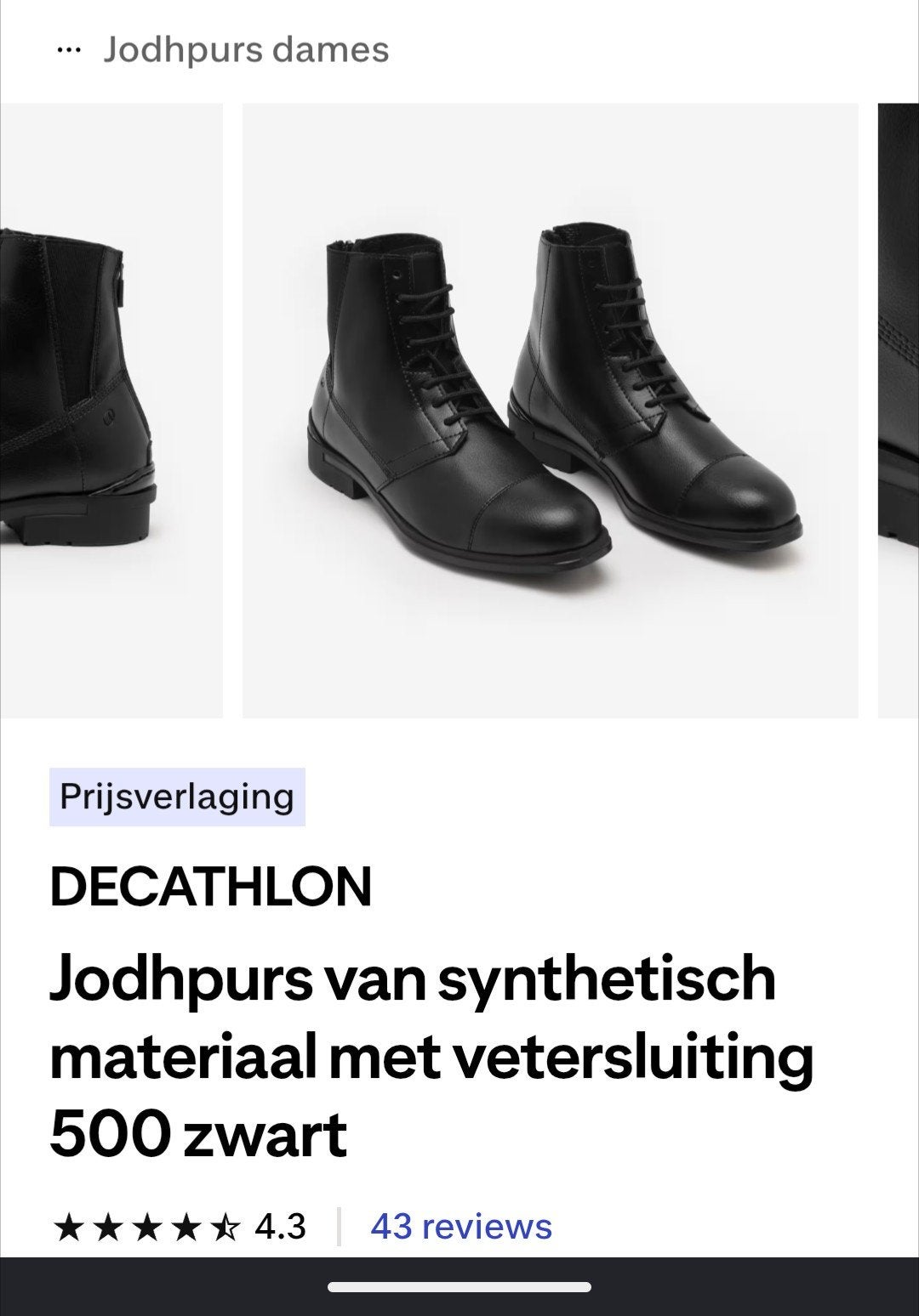 Jodphurs lage paardrijlaarzen Decathlon maat 37, Ophalen of Verzenden, Zo goed als nieuw, Zwart
