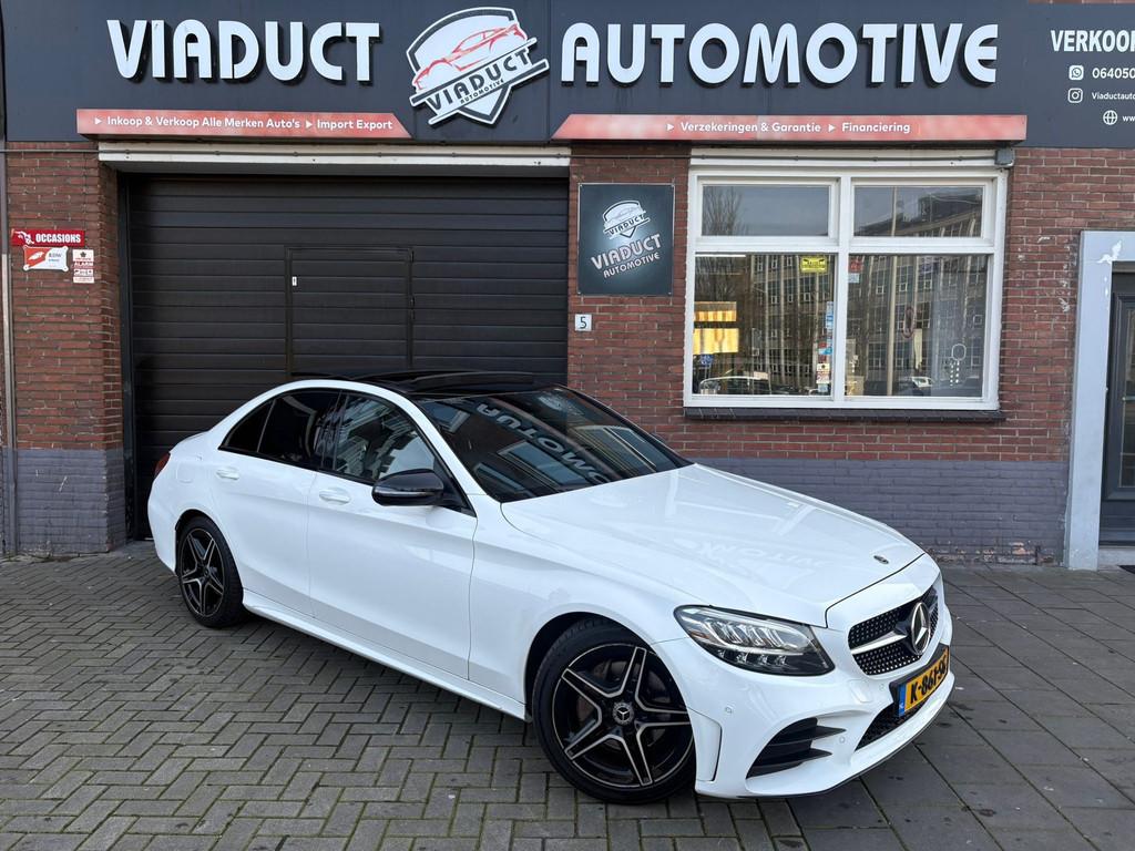 Mercedes-Benz C-klasse 200 Business Solution AMG Pano Nap De, Auto's, Mercedes-Benz, Automaat, 1800 kg, 4 cilinders, Wit