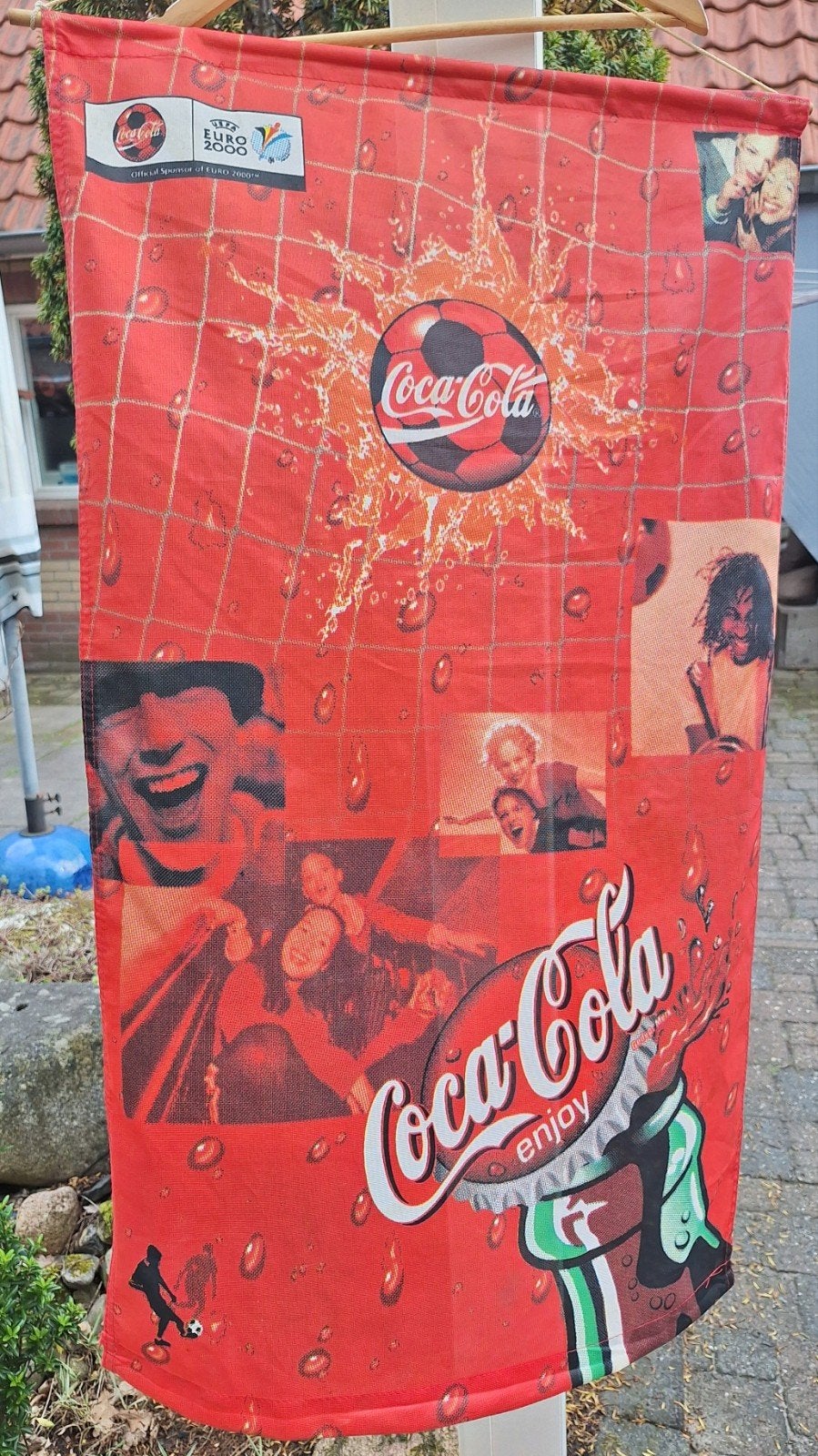 Coca-Cola Euro UEFA 2000 Reclame Banner/Vlag 55x95 cm, Ophalen, Gebruikt, Reclamebord