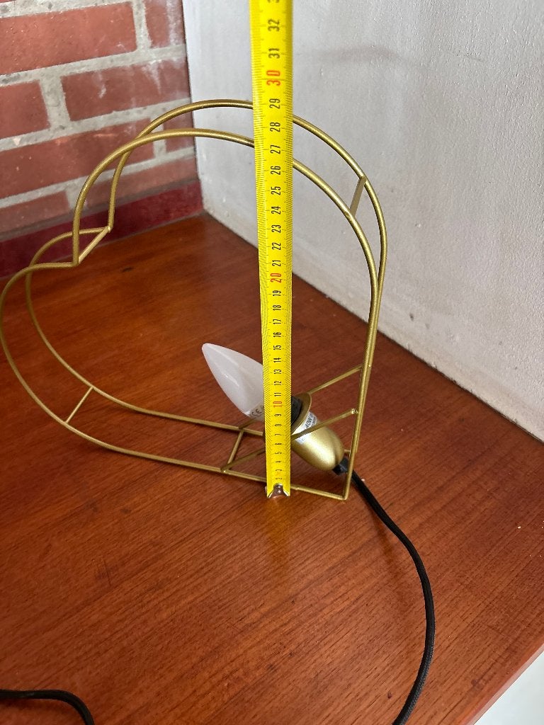 Goudkleurige tafellamp hart draadstaal metaal  CS26945, Overige typen, Gebruikt, Overige merken, Goud