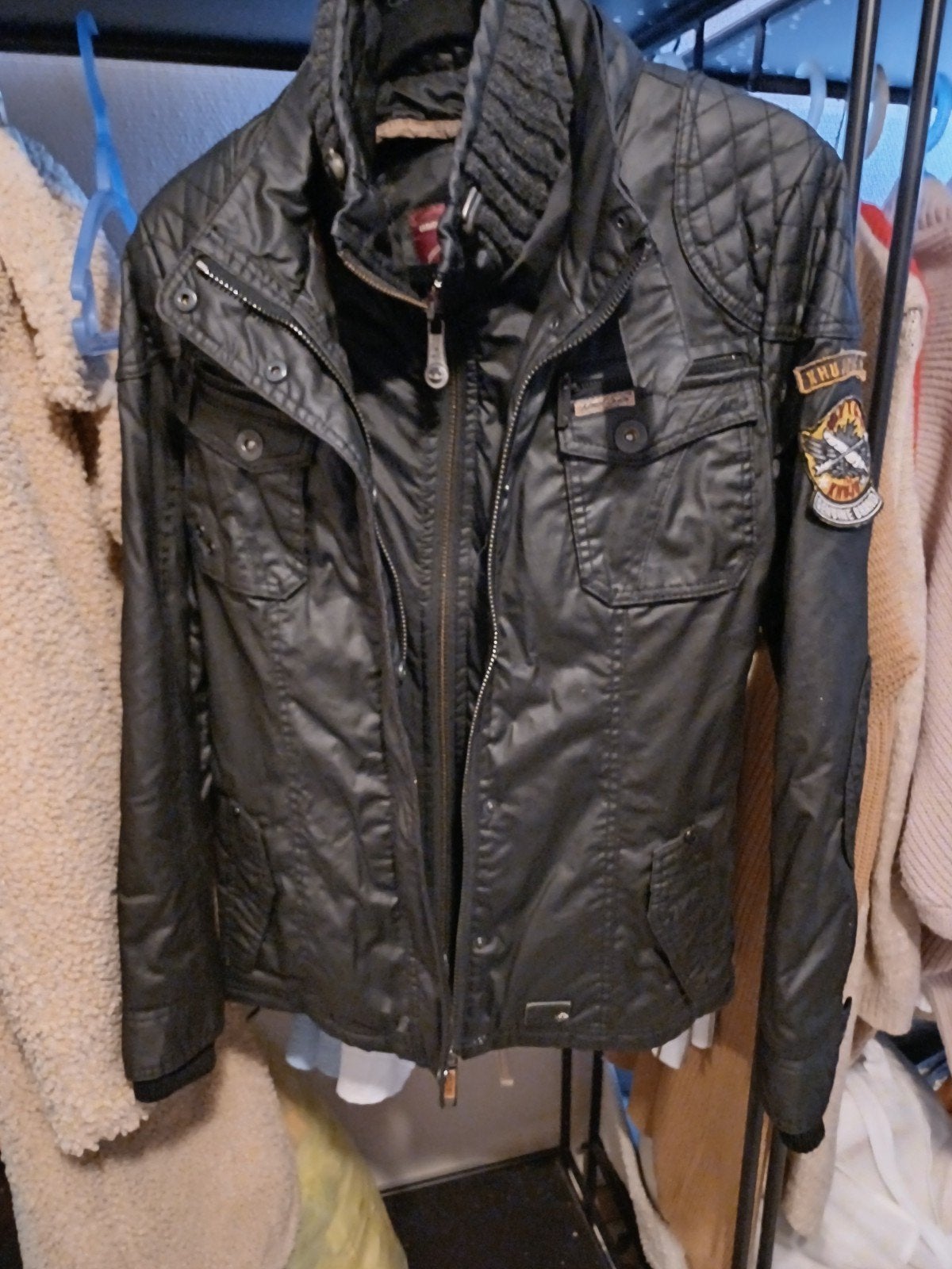 Biker dames winterjack zwart warme jas gratis  bij partij kl, Ophalen of Verzenden, Nieuw, Maat 38/40 (M), Zwart