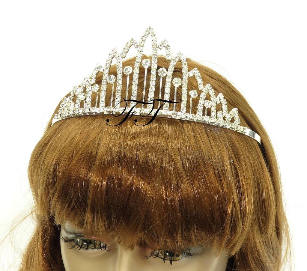 Prachtige zilverkleurige bruid tiara met strass stenen., Ophalen of Verzenden, Nieuw