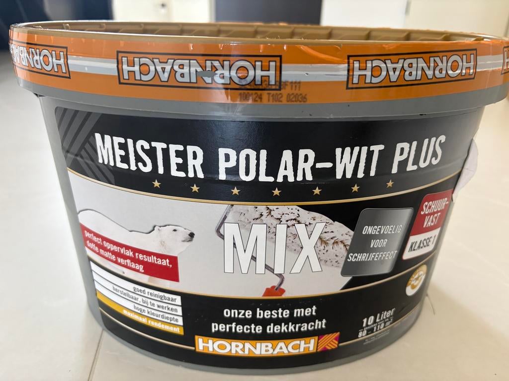 Hornbach Meister Polar Wit Plus Verf - 10 Liter - Nieuw, Doe-het-zelf en Verbouw, Verf, Beits en Lak, Wit, Nieuw, Ophalen of Verzenden