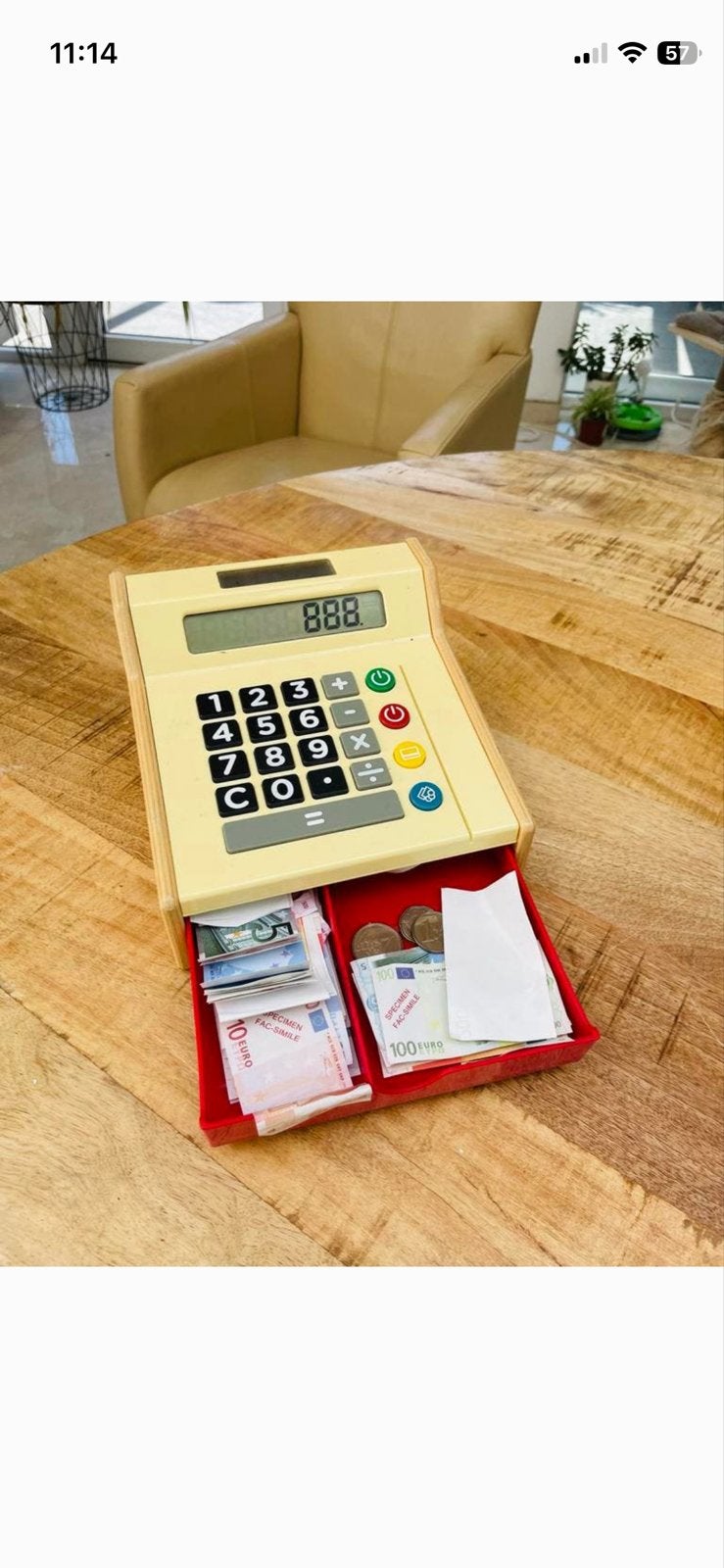 Speelgoed kassa met rekenmachine en speelgeld, Ophalen, Gebruikt, Rekenen