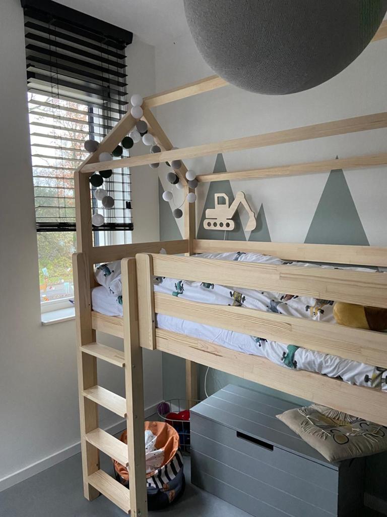 Halfhoogslaper PEPE - Huisbed met matras, Ophalen, Gebruikt, Eenpersoons, 160 tot 180 cm