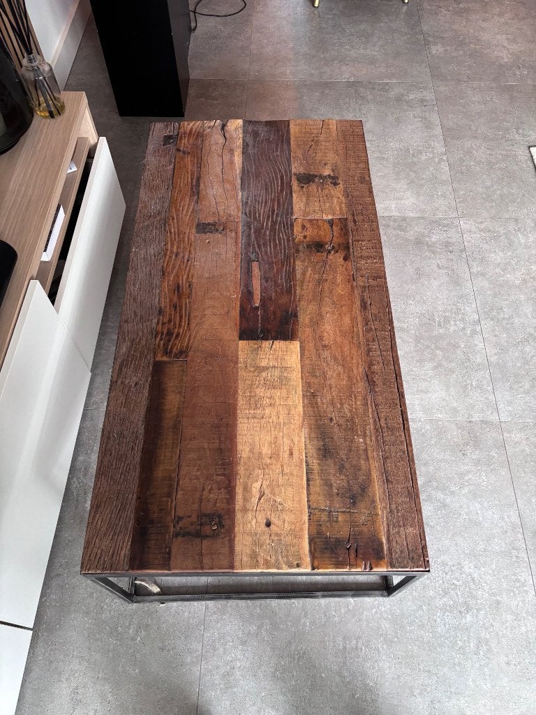 Robuuste industriële salontafel Loods 5 (gerecycled hout), Ophalen, Overige materialen, 50 tot 100 cm, 100 tot 150 cm