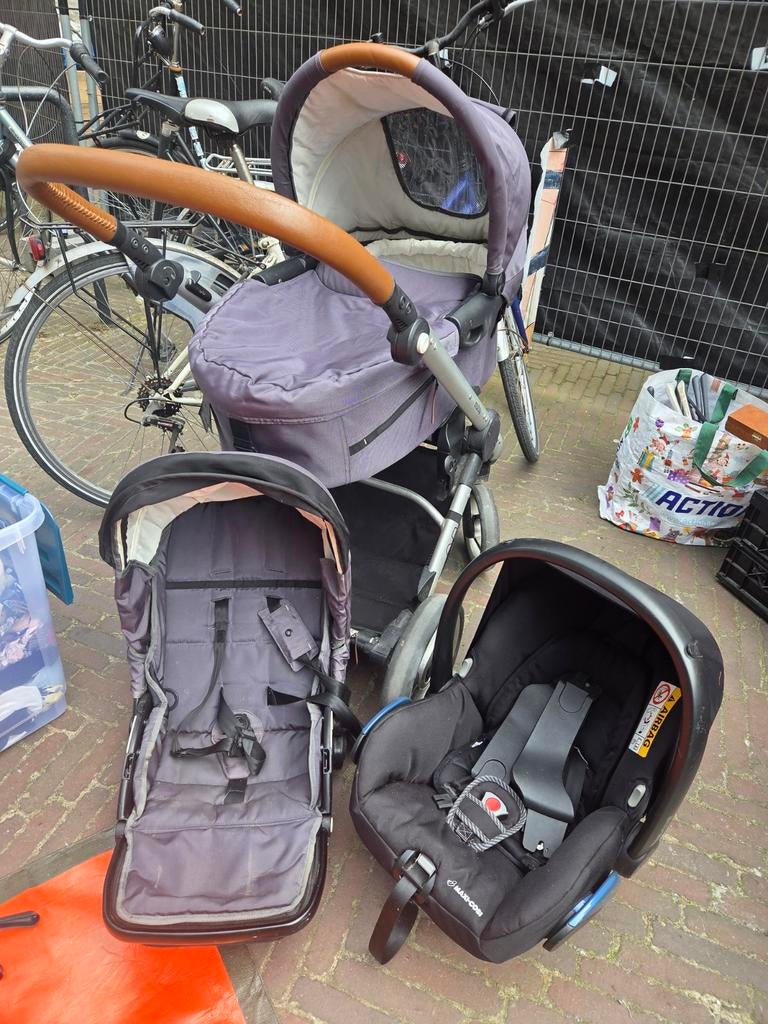 Complete kinderwagen set: kinderwagen, zitje, autostoel, Ophalen of Verzenden