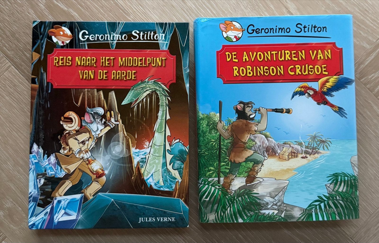 Geronimo Stilton boeken: Reis naar het Middelpunt & Robinson, Ophalen of Verzenden, Gelezen