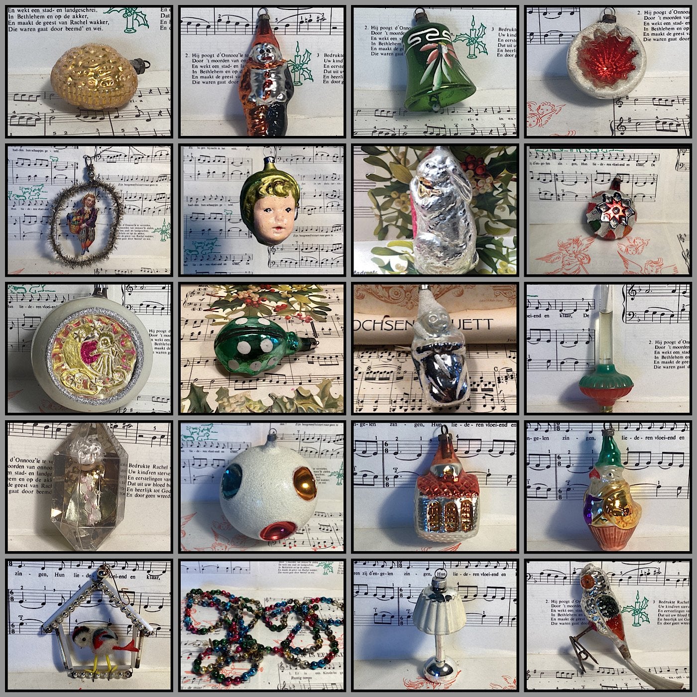 Oude glazen kerstbal figuren nog 1 week met extra 15%korting, Diversen, Ophalen of Verzenden, Gebruikt