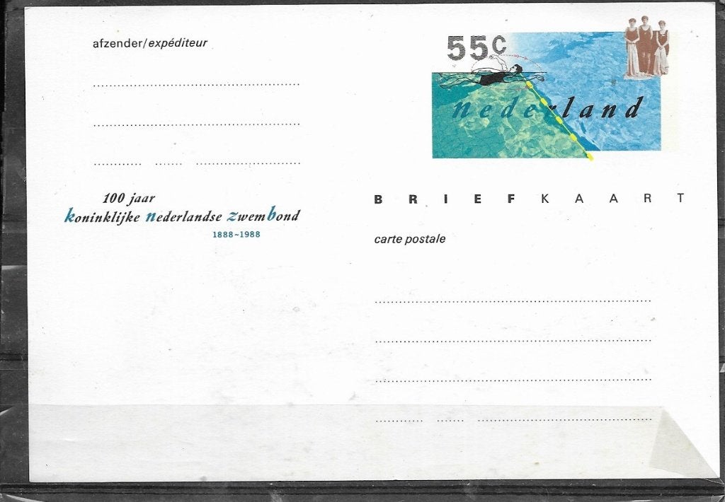 Nederland, postfris briefkaart jaar KNZB, Verzenden, Postfris
