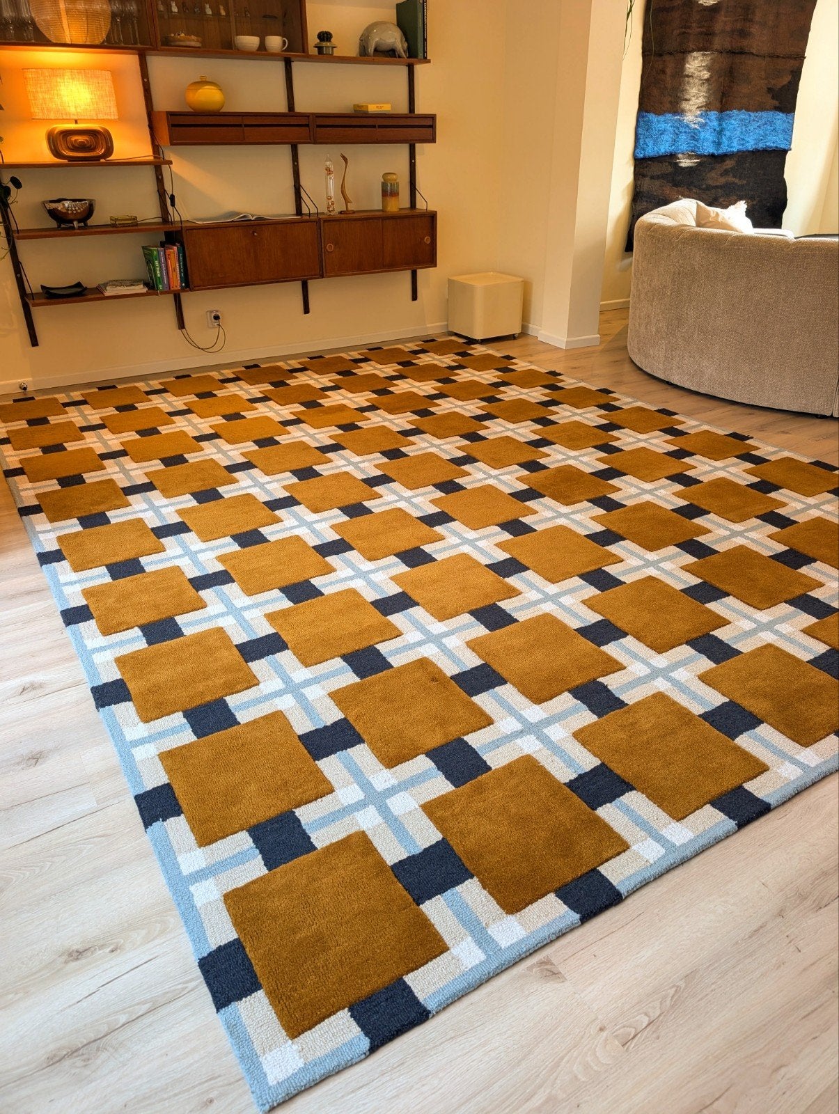 Layered Evelina Kroon Ochre Fields Wol Vloerkleed 300 x 400, Ophalen, Geel, 200 cm of meer, Zo goed als nieuw