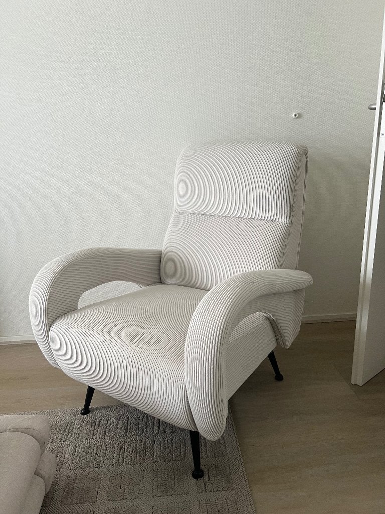 Relax Fauteuil belliani SVALOV  met armleuningen Off-white, Ophalen, 75 tot 100 cm, Zo goed als nieuw, Curdoroy