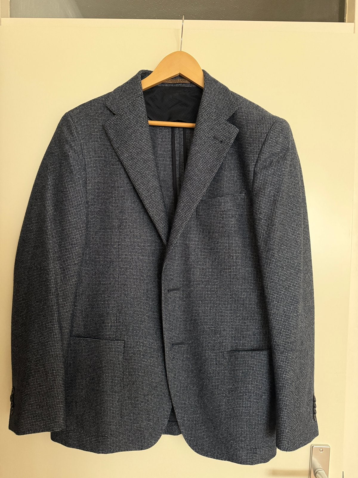 Corneliani colbert 100% scheerwol, blauw/grijs, maat 50, Ophalen of Verzenden, Zo goed als nieuw, Maat 48/50 (M), Blauw