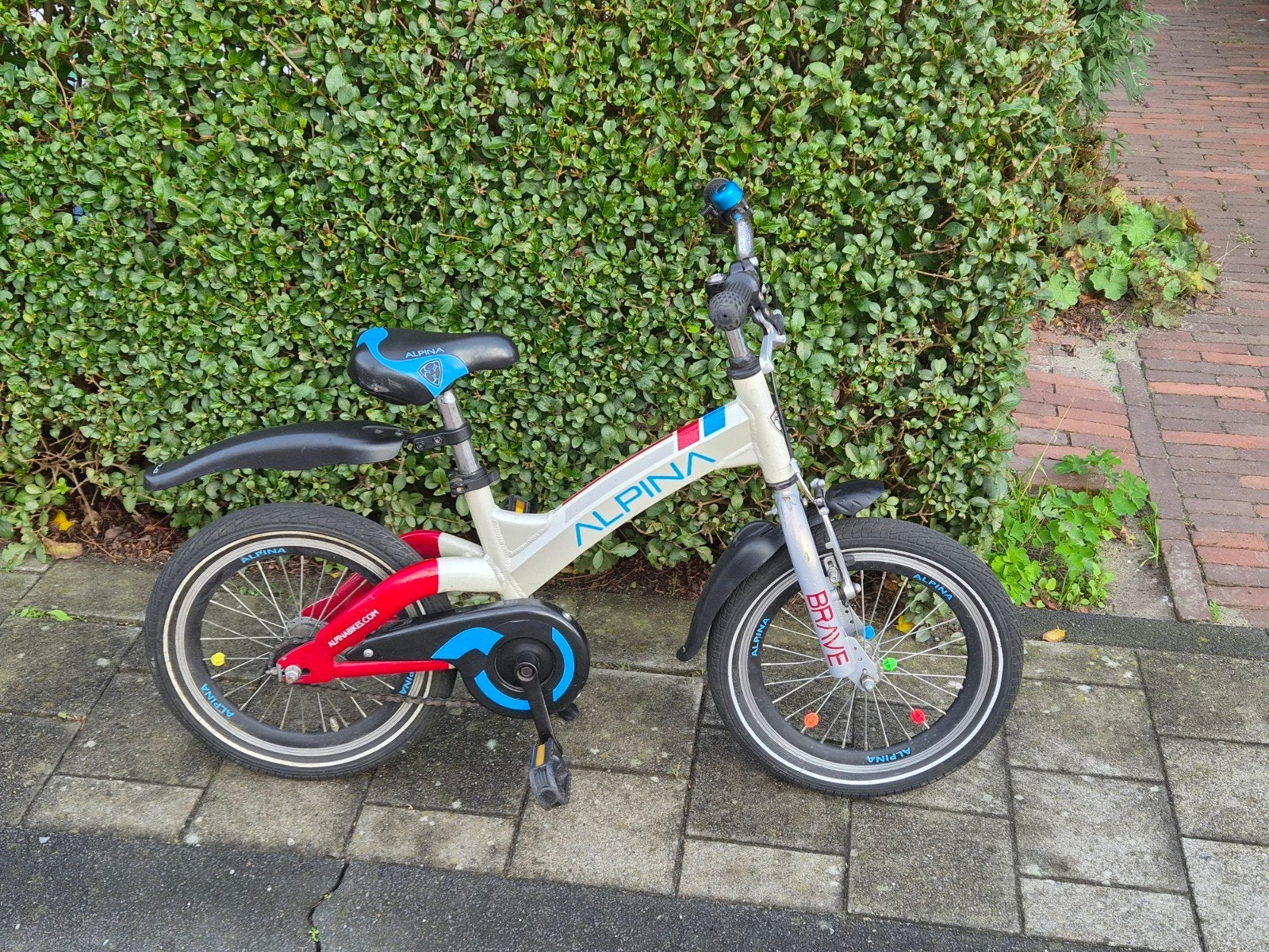 Alpina Brave kinderfiets 16 inch - gebruikt, Fietsen en Brommers, Ophalen, Terugtraprem, Alpina, 16 tot 20 inch