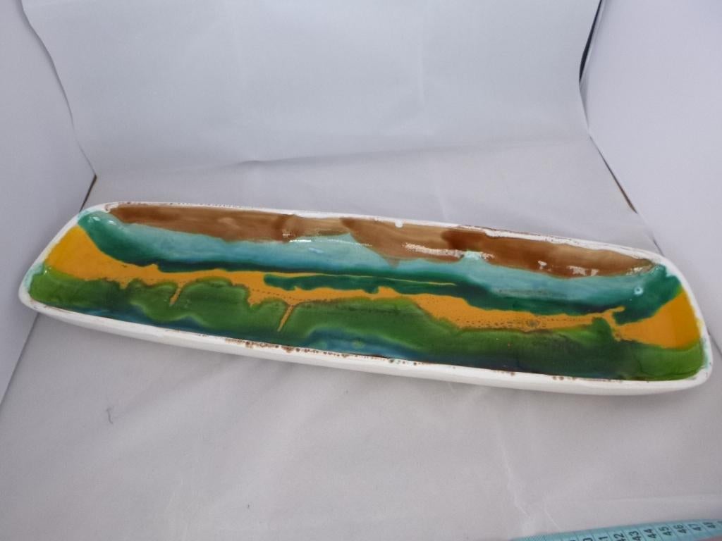 prachtige kleurrijke langwerpige WG schaal (lengte 55 cm), Verzamelen, Retro, Ophalen of Verzenden, Overige typen