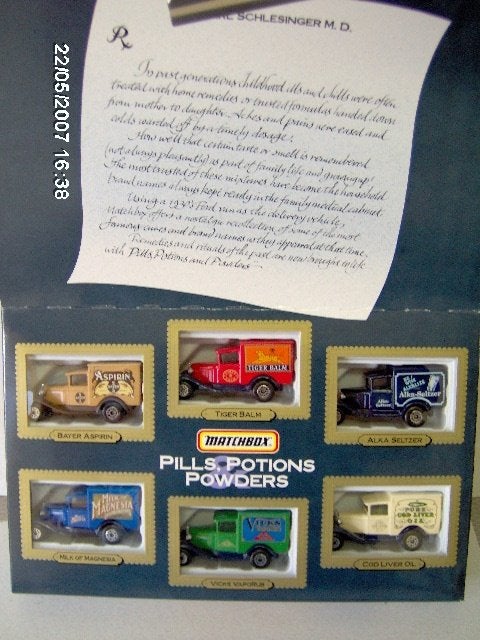 Matchbox set Pills, Potions & Powders 6 stuks modelauto., Ophalen of Verzenden, Nieuw, Auto