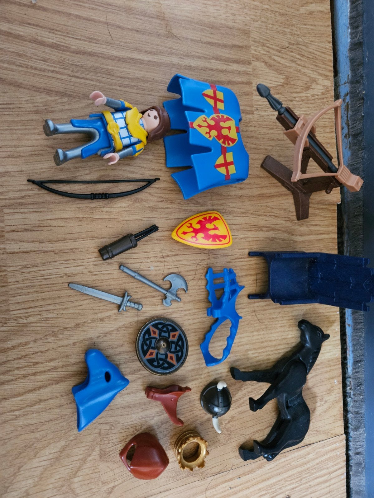 playmobil ridder op paard harnas schild hoed pijl en boog, Complete set, Ophalen of Verzenden, Zo goed als nieuw, Knights