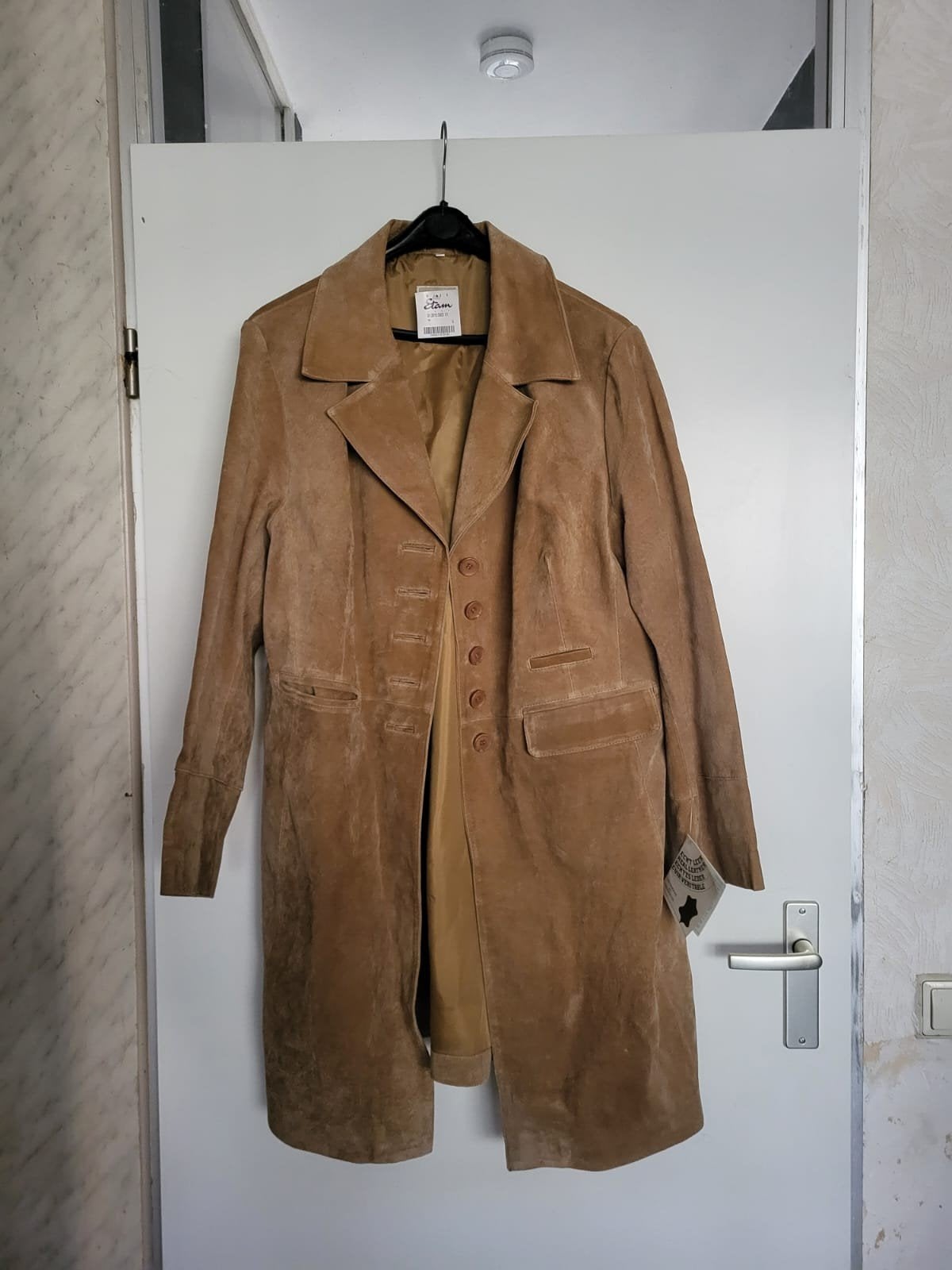 Beige suède leer jas Miss Etam, Kleding | Dames, Ophalen, Beige, Maat 46/48 (XL) of groter, Nieuw