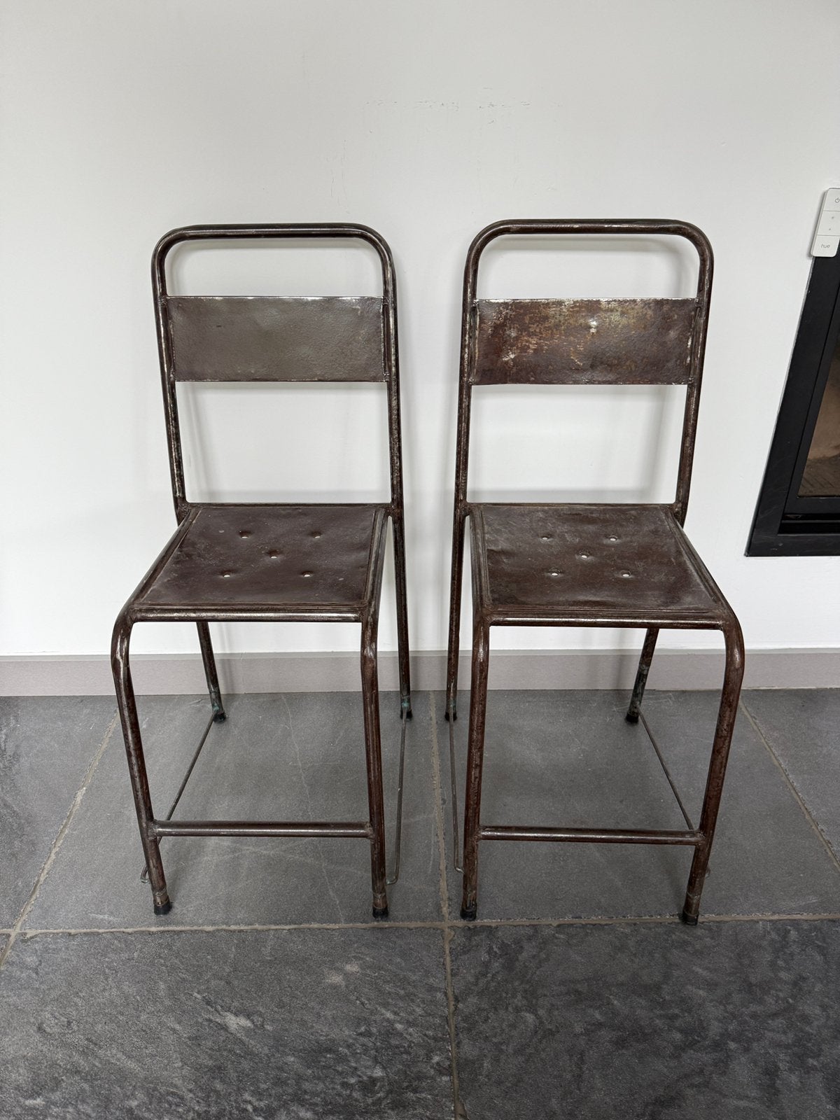 Vintage stalen stoeltjes, Antiek en Kunst, Ophalen