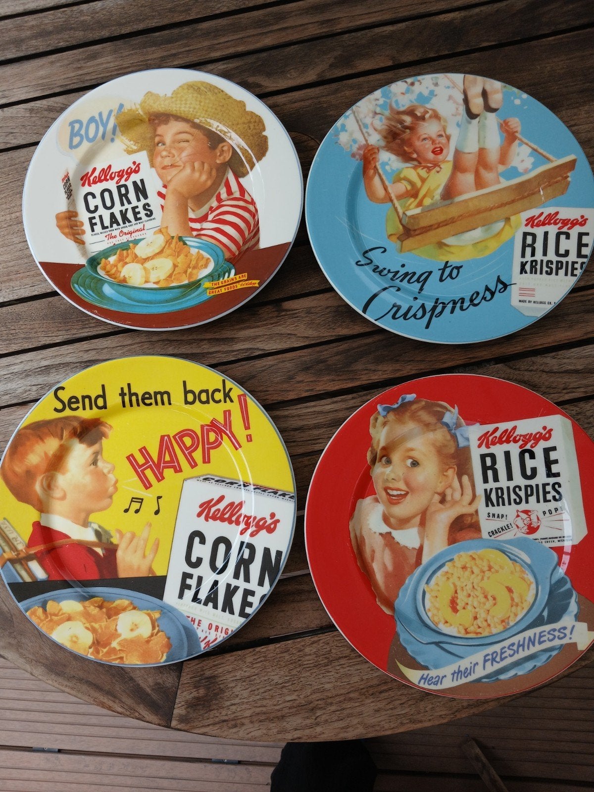 retro set 4 kelloggs borden, Keramiek, Vintage, Ophalen of Verzenden, Zo goed als nieuw