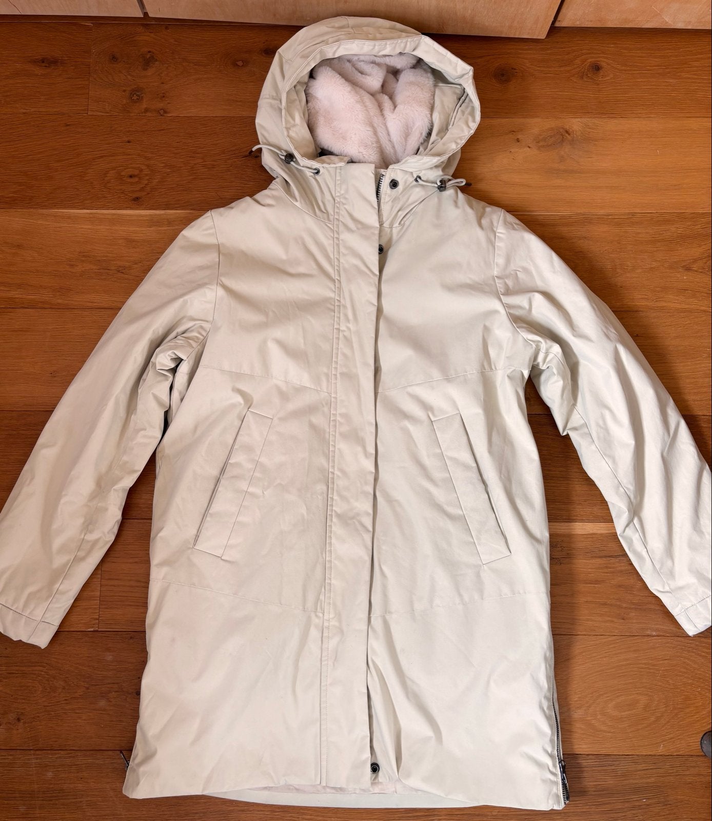 Sissy Boy winterjas crème met uitneembare voering, maat S, Kleding | Dames, Ophalen of Verzenden, Gedragen, Maat 36 (S), Beige