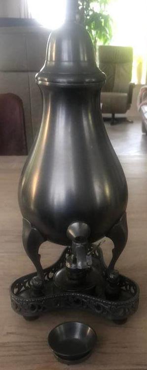 Tinnen kraantjespot met lekbakje en brander, Ophalen of Verzenden