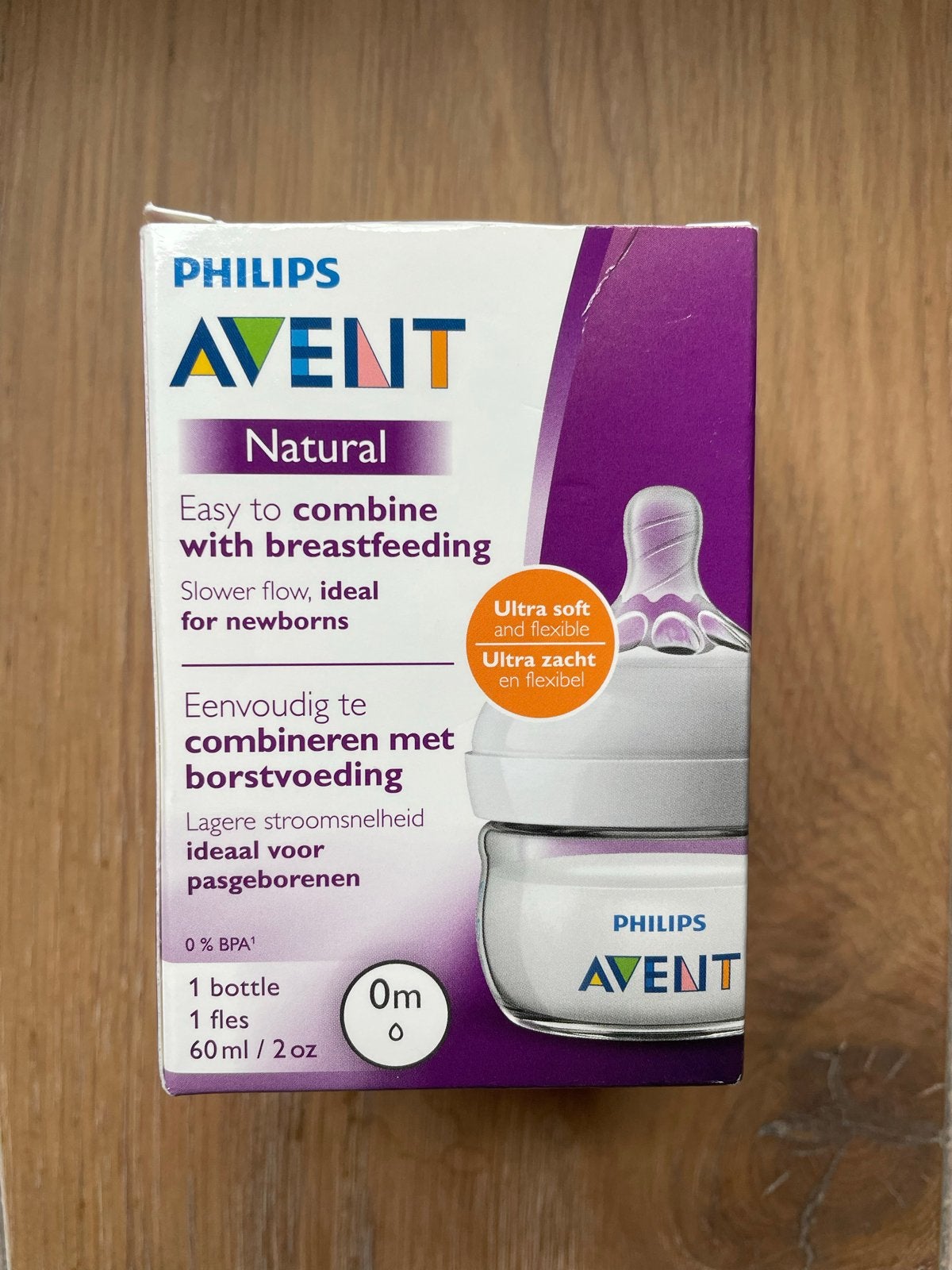 NIEUW Philips Avent Natural flesje 60ml, Nieuw, Babyfles, BPA-vrij, Philips Avent