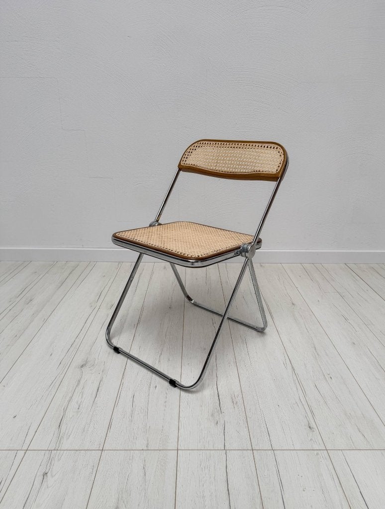 Plia klapstoel riet Giancarlo Piretti Castelli vintage 60s