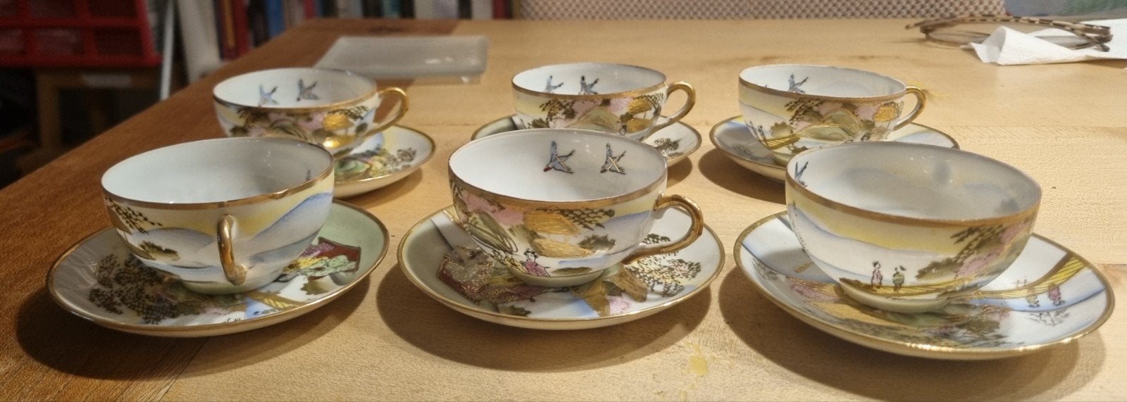 6 kop en schotels Japans eierporcelein, Antiek en Kunst, Ophalen