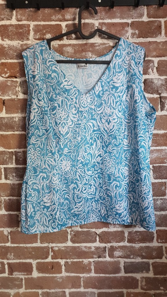Finn Karelia top XXL – wit/turquoise zomer, Wit, Maat 46/48 (XL) of groter, Ophalen of Verzenden, Zo goed als nieuw