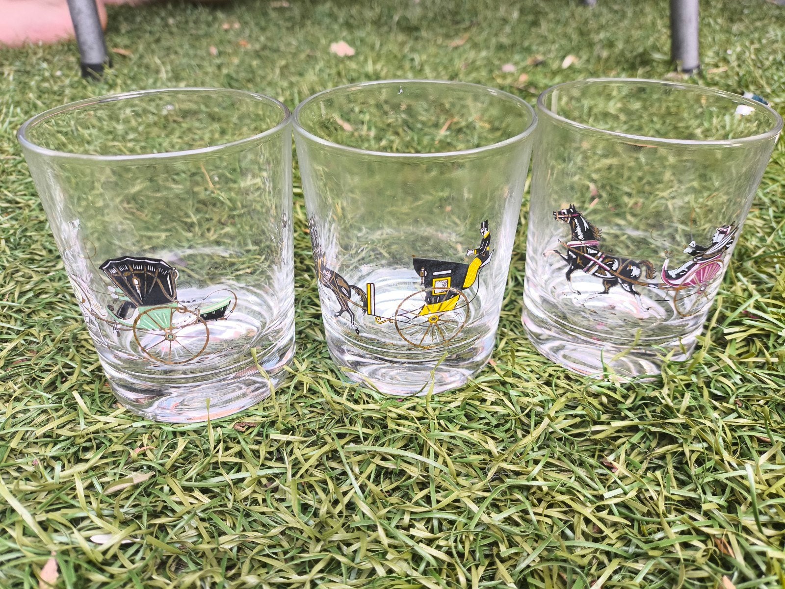 6x Vintage Reims France Drinkglazen – Jachttafereel Paarden, Antiek en Kunst, Ophalen of Verzenden