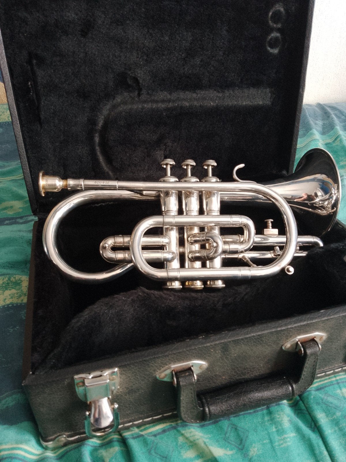 Jupiter Cornet mooi verzilverd SCR-520 met koffer, Muziek en Instrumenten, Blaasinstrumenten | Trompetten, Ophalen of Verzenden