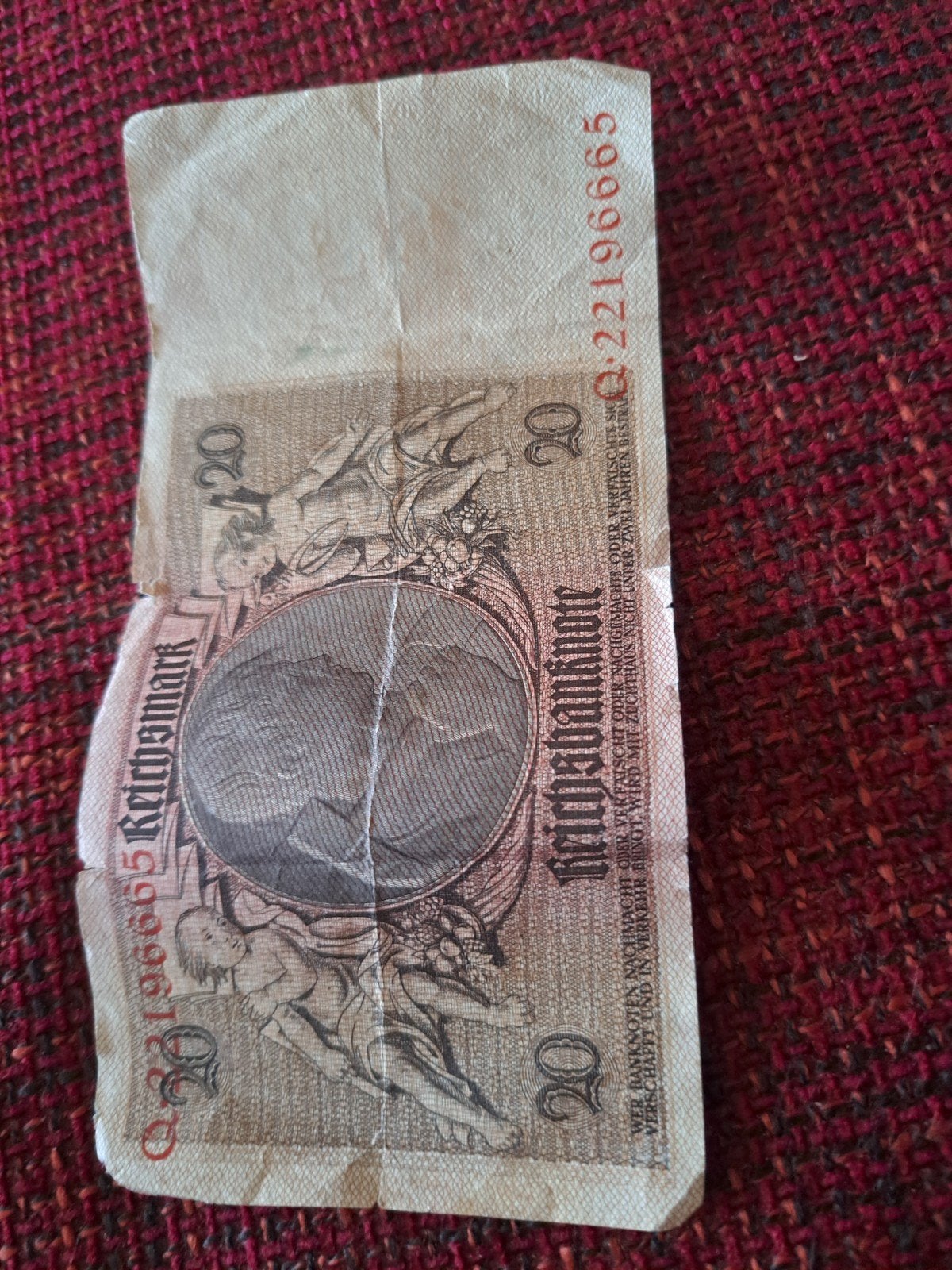 20 Reichsmark bankbiljet uit Duitsland, Ophalen of Verzenden, Duitsland, 20 euro, Los biljet