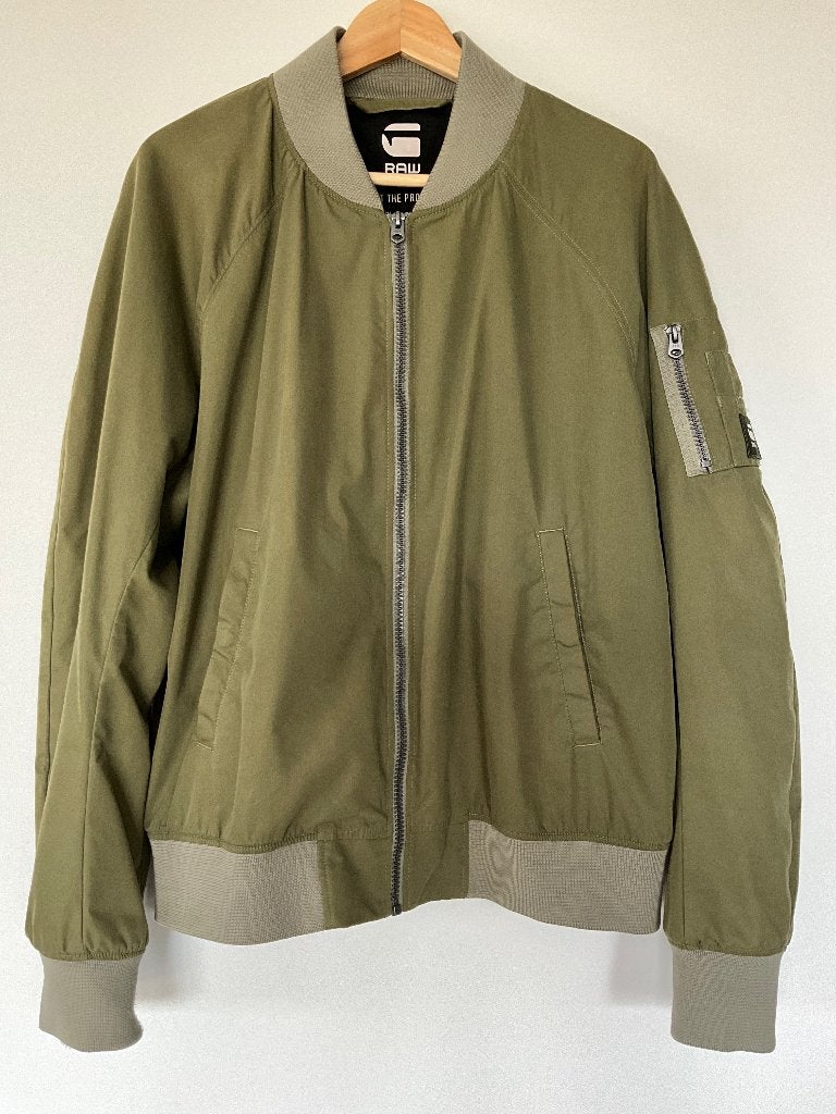 GStar Raw heren bomber jack L olijfgroen, Ophalen of Verzenden, Gedragen, Groen
