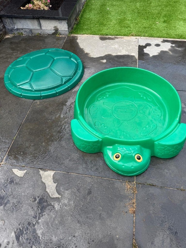 Little Tikes zandbak schildpad groen 109 x 120 cm met deksel, Ophalen, Gebruikt