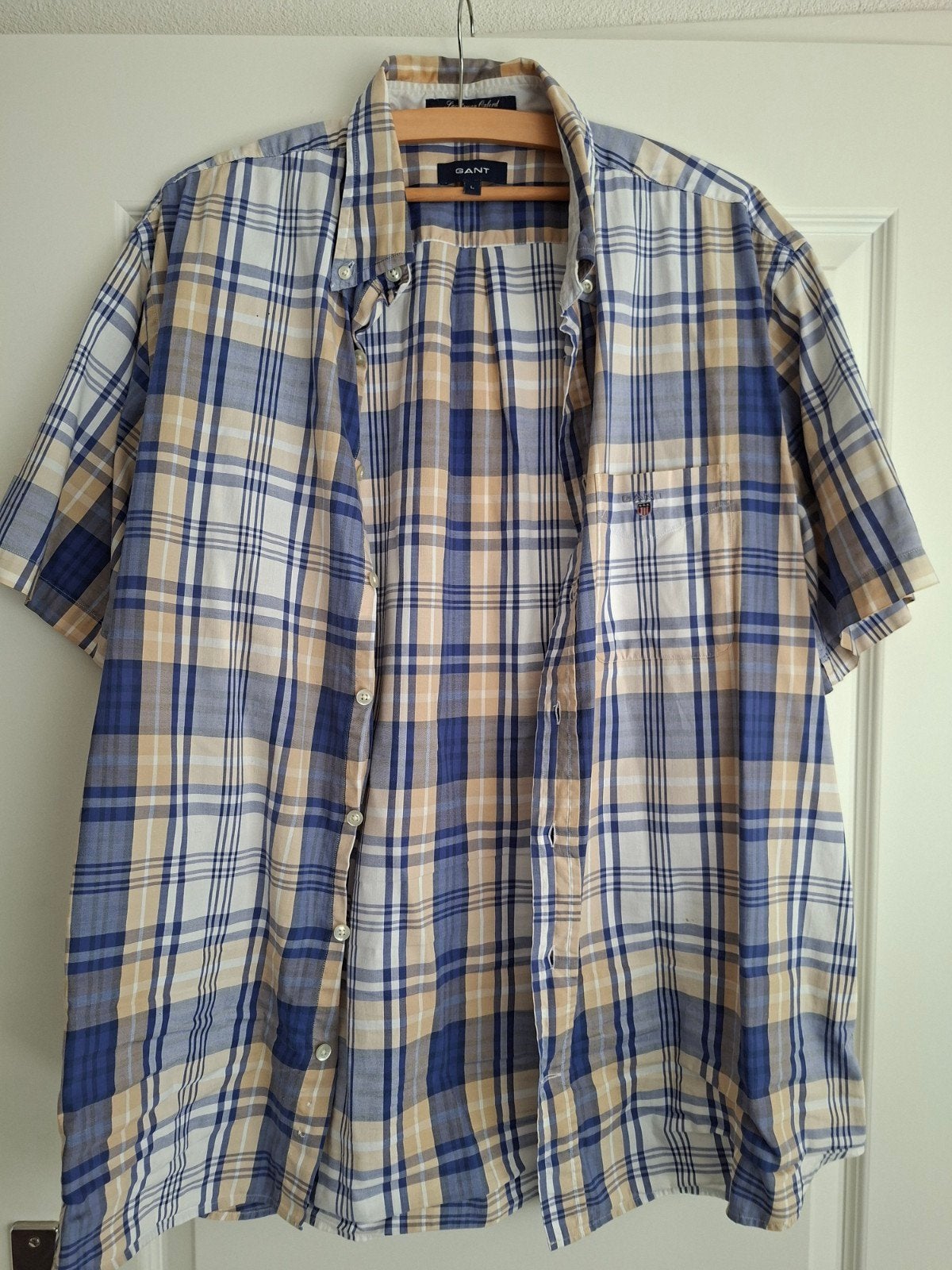 Gant overhemd L, Ophalen of Verzenden, Zo goed als nieuw, Blauw