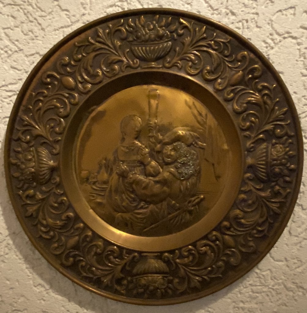 Vintage / klassiek messing wandbord (rond), Ophalen of Verzenden