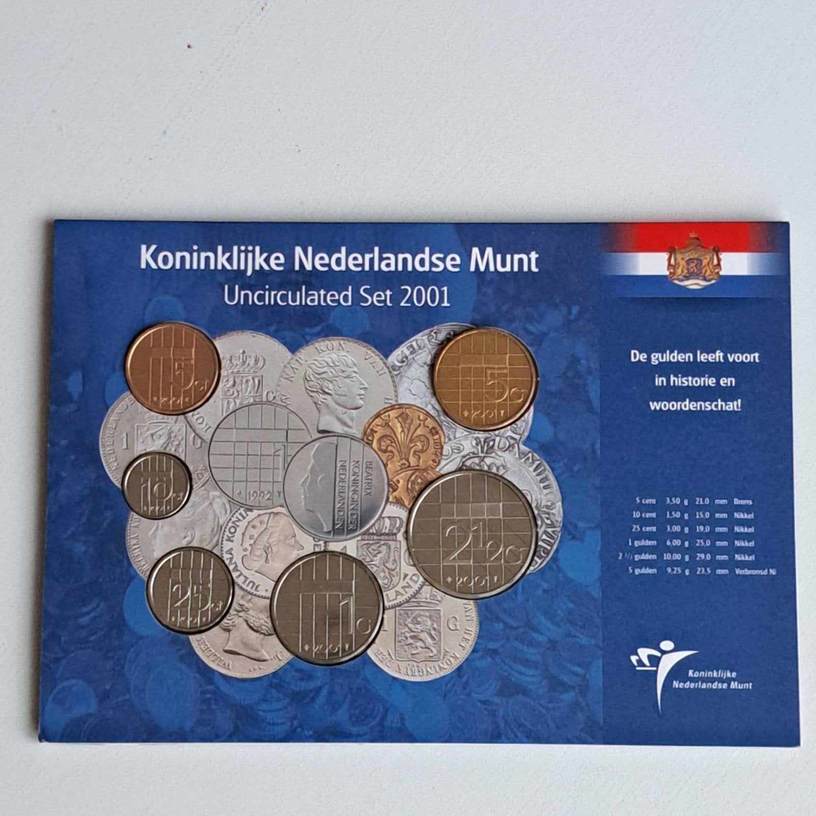 KNM muntset 2001 unc guldens, Ophalen of Verzenden, Koningin Beatrix, 1 gulden, Setje