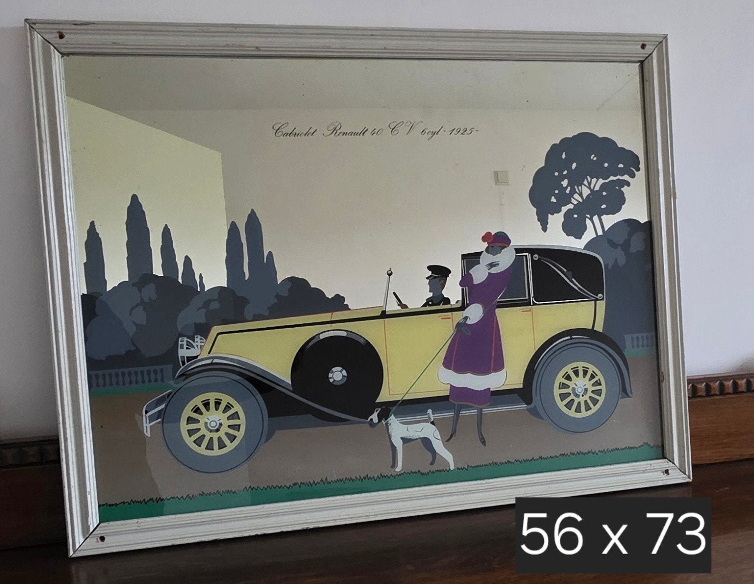 Spiegel met een klassieke "Cabriolet Renault 40 CV 6cyl, Ophalen, Rechthoekig