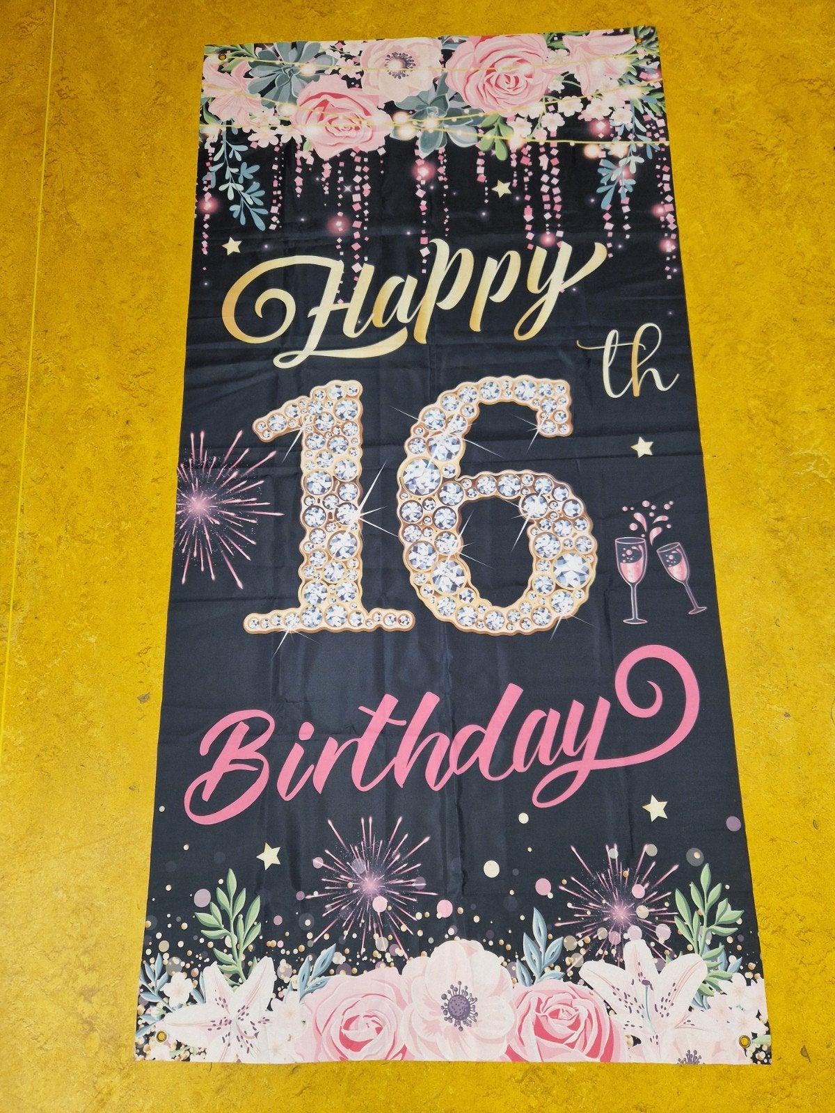 Nieuwe Deur decoratie vlag banner 16 JAAR, Ophalen of Verzenden, Nieuw, Versiering, Verjaardag