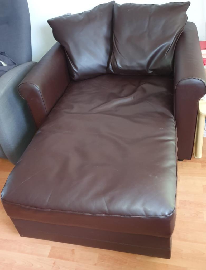 Donkerbruin lounge aangeboden, Ophalen, Gebruikt, Eenpersoons, Leer