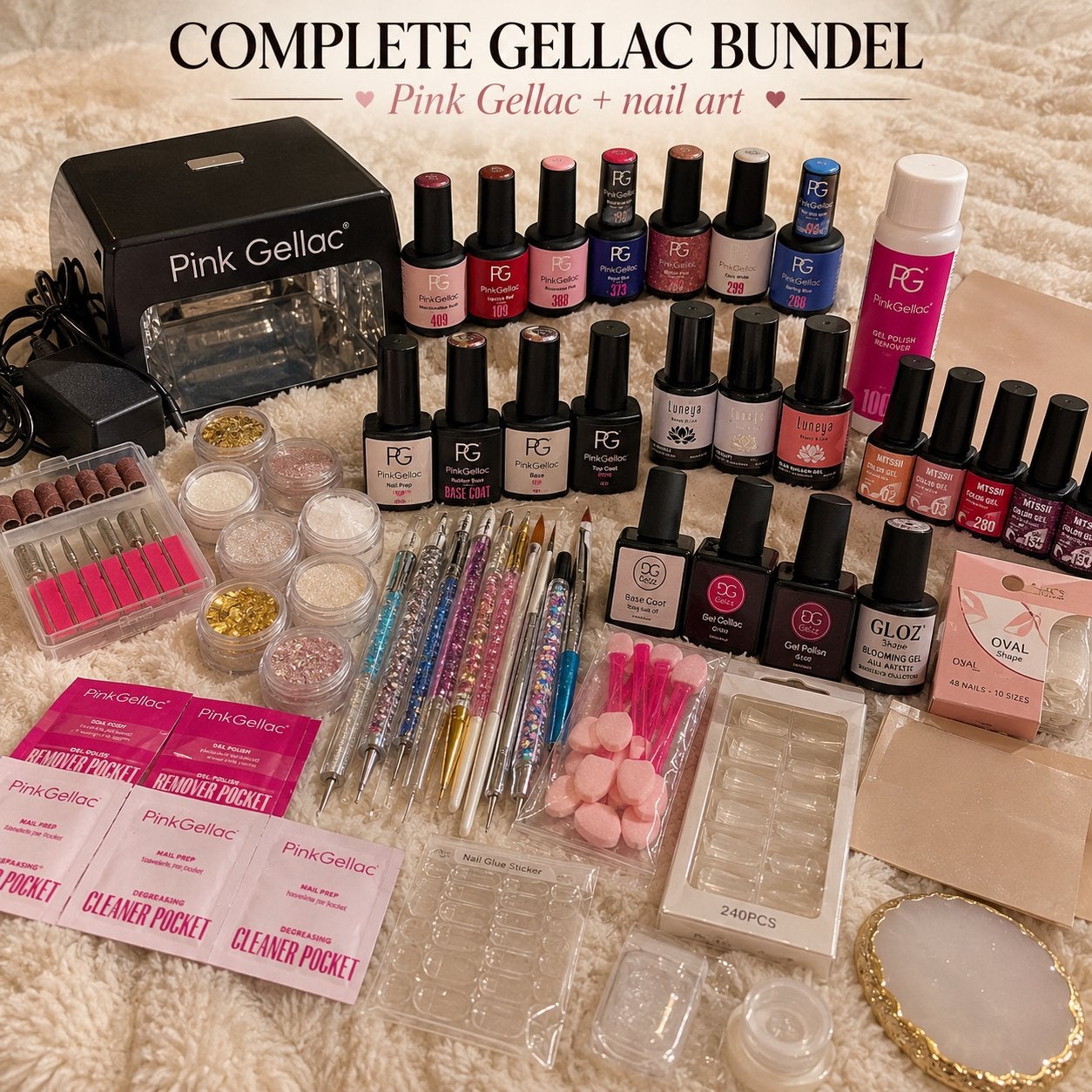 Complete Gellak/Nailart Bundel (Pinkgellac, Gelzz, etc.), Gebruikt, Overige kleuren, Ophalen of Verzenden, Handen en Nagels